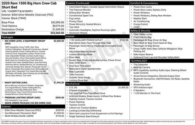 2020 RAM 1500 Big Horn Crew Cab 4x4 5'7" Box