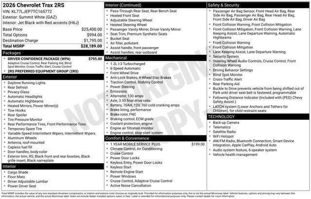 2026 Chevrolet Trax 2RS