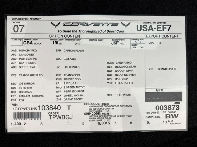 2017 Chevrolet Corvette Grand Sport Grand Sport 2LT